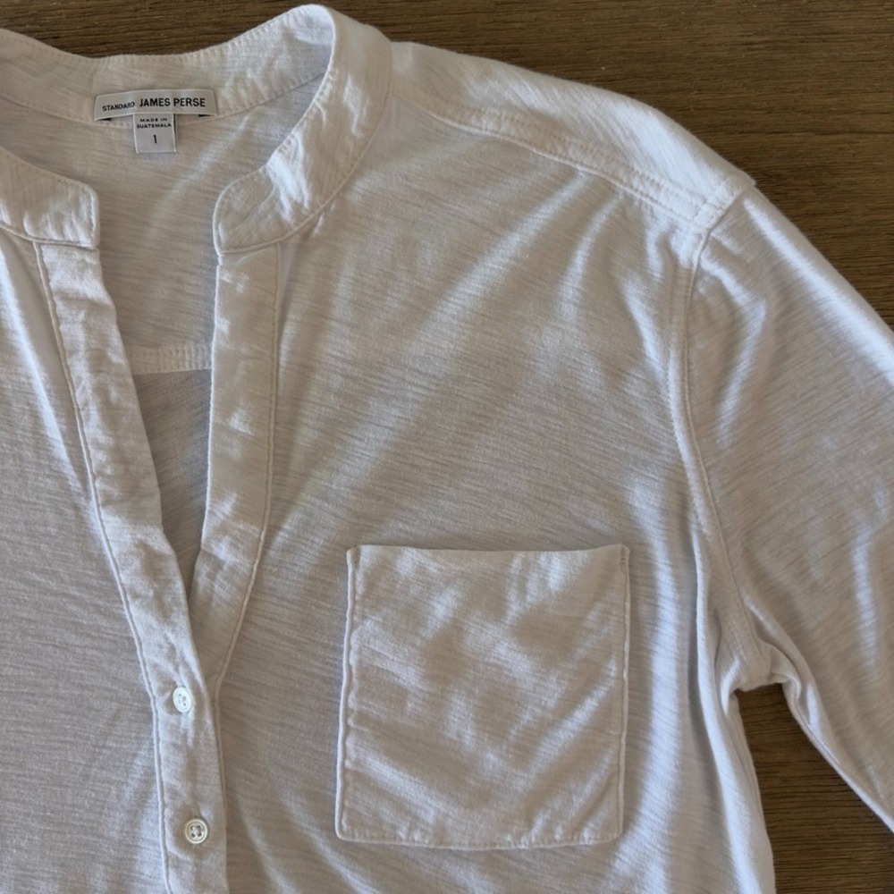 Standard JAMES PERSE White V-Neck Slub Button Down Henley Shirt-Women's Sze 1 - Picture 3 of 15
